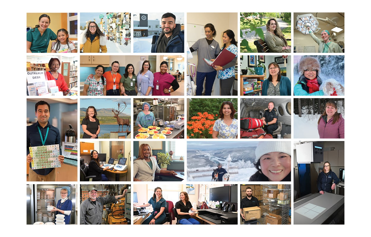 A montage of staff working in Yukon health care