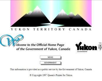 Government of Yukon home page from 1997
