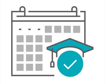 Image of a calendar and graduation cap