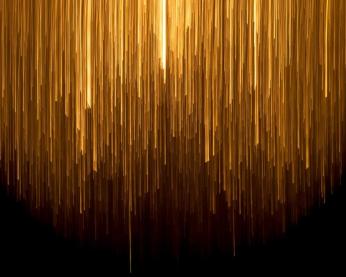 Yellow light shining downward in lines