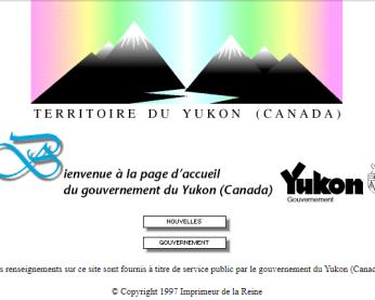Page d'accueil du gouvernement du Yukon 1997