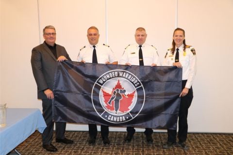 Representatives from Wounded Warriors Canada, the Government of Yukon and the Association of Yukon Firefighters and Chiefs.