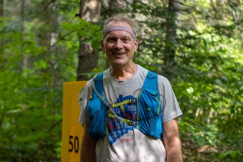 Greg Newby racing in the Haliburton 100 trail race