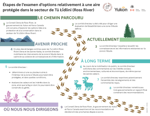 Explorer les possibilités de créer une aire protégée dans la région de Tū Łī́dlini (Ross River), étape par étape