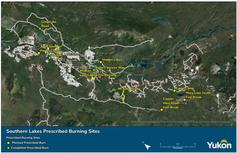 Locations around Whitehorse where prescribed burning is planned for 2026.