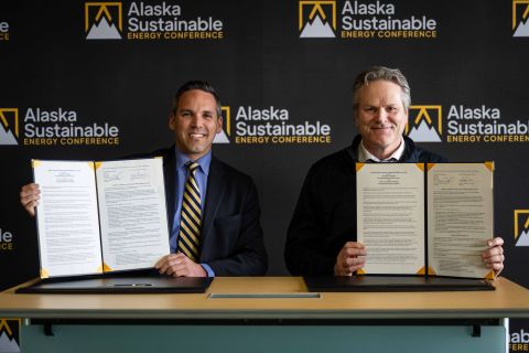 Premier Dixon and Alaska Governor Dunleavy sign renewed Alaska-Yukon Intergovernmental Accord in Anchorage, Alaska.
