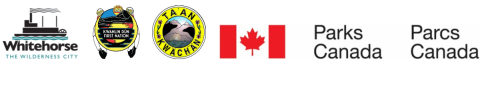 Logos for Kwanlin Dün First Nation, Ta’an Kwäch’än Council, the City of Whitehorse and Parks Canada 