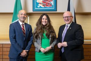 Premier Ranj Pillai met with Kerry Dickson Deputy Head and John Devine Head of the Scottish Government Office in Canada at the Executive Council Office in Whitehorse on Monday, March 27. Photo credit: The Government of Yukon.