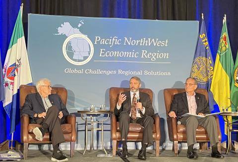 L-R: John Higginbotham, Premier Sandy Silver, Alaska Lieutenant-Governor Kevin Meyer.