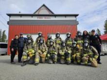 Recruits and instructors at the Yukon’s tenth annual Ember Fire Academy at Hootalinqua Fire Hall.