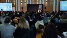 Guest speaker Dr. Jean Clinton speaking to participants of the 2024 Early Learning and Child Care Conference on September 9, 2024.