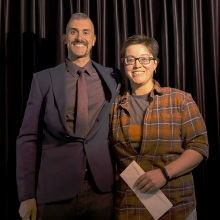 Brooke Hayashida, award winner, and Nicolas Filteau, of NF Electrical and Event Production Ltd. 