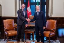 Premier Dixon meets with Prime Minister Carney during the First Ministers’ Meeting on January 29, 2026, in Ottawa, Ontario.