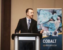 Minister of Energy, Mines and Resources Ted Laking speaks at the PDAC conference
