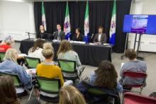 Derek Bryant, Shadelle Chamber, Christina Laing, Cameron Grandy. The group made up the technical panelists on Wednesday August 23, 2023 during the Launch of the Substance Use Health Emergency Strategy media event.
