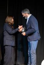 Pat Joe receives the 2022 Indigenous Employees Award of Honour from Premier Sandy Silver. Photo by Mark Kelly