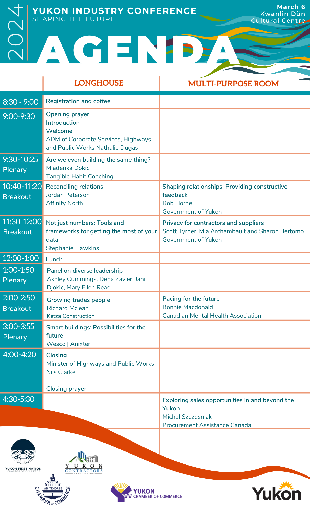 image with times and locations for sessions at the 2024 Industry Conference