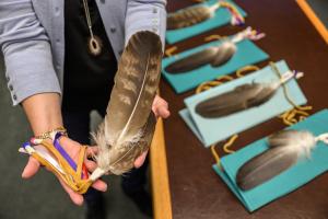 Eagle feathers prepared by Elder Randal Tetlichi 