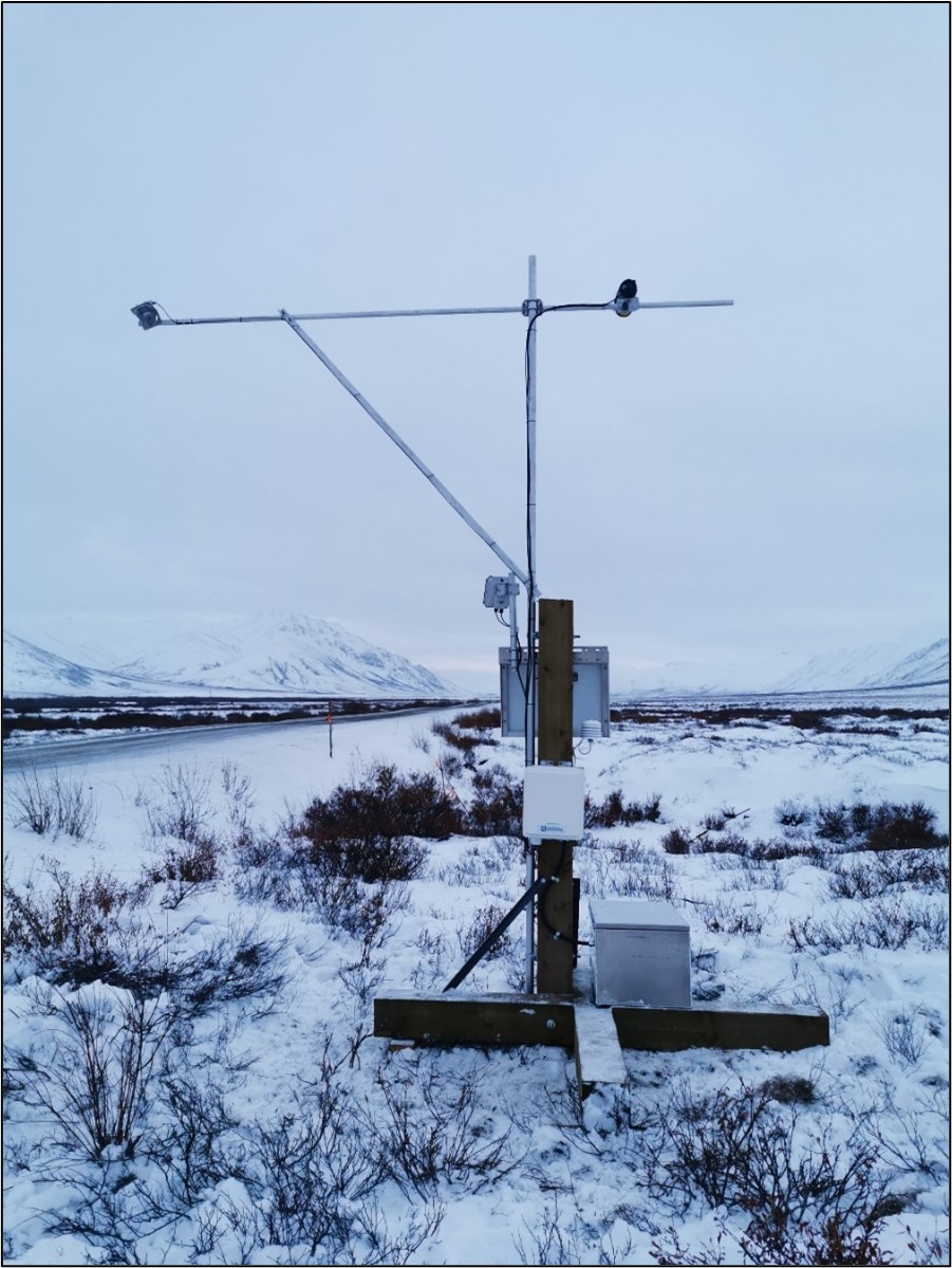 A miniature road weather information system along the Dempster Highway.