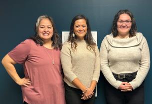 Tricia Johnson-Drapeau is the Senior Advisor, Sharina Kennedy is the Manager, and Arianna Porter is the Indigenous Training Program Coordinator of the First Nations Relations Unit (L-R). 