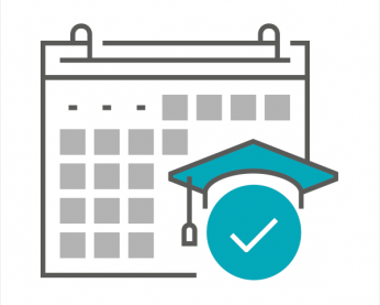 Image of a calendar and graduation cap