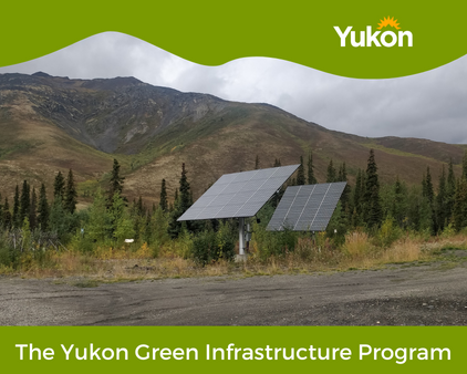 Two solar panels along a dirt road in the Yukon wilderness.