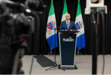 Premier of the Yukon, Ranj Pillai addresses the media during his press conference, announcing the temporary pause on intake of Whitehorse based applications for the Yukon Nominee Program, on Thursday May 16, 