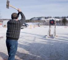 Yukon Sourdough Rendezvous received funding to build a new axe throwing target. Credit: Government of Yukon.