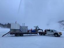A Big Ice truck spraying the bridge on Tuesday, January 14. 