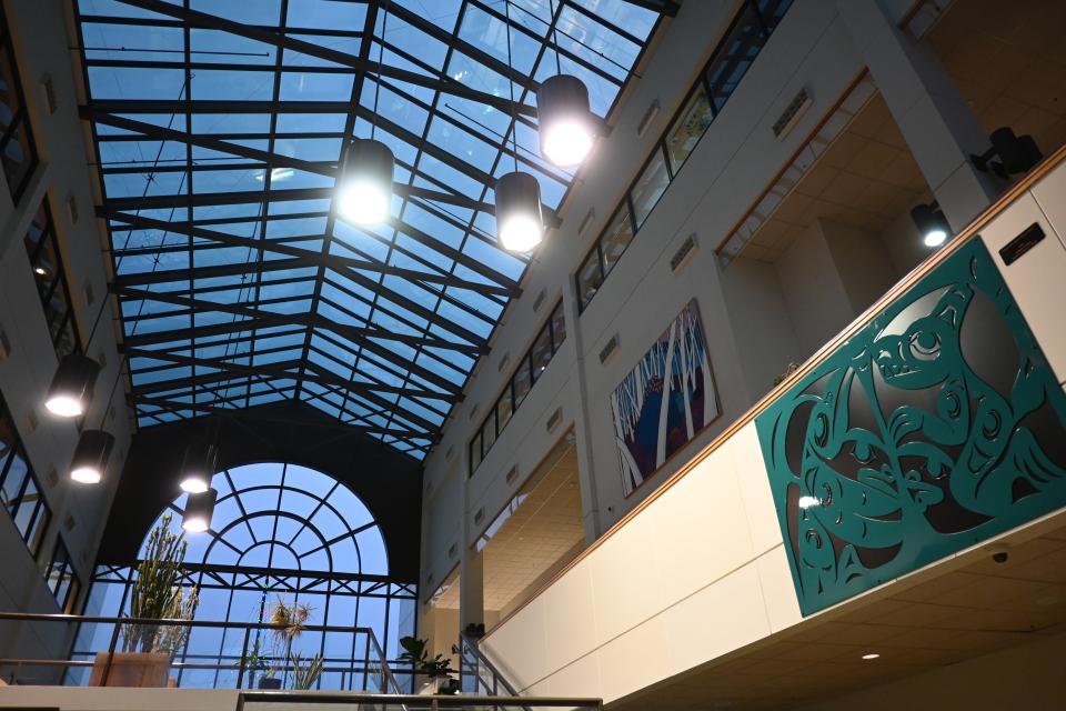 The completed atrium skylight replacement at the Andrew A. Philipsen Law Centre.