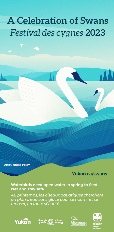 A digital illustration of swans